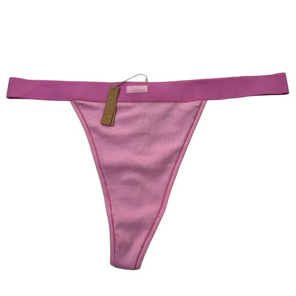 SKIMS Cotton Rib Thong Lot of 2 Bubble Gum Cobalt 3X - Picture 2 of 11